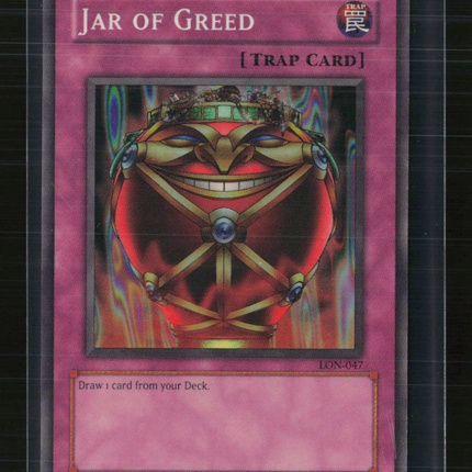 Yu-Gi-Oh! Jar of Greed Labyrinth of Nightmare Super Rare • LON-047 Unlimited