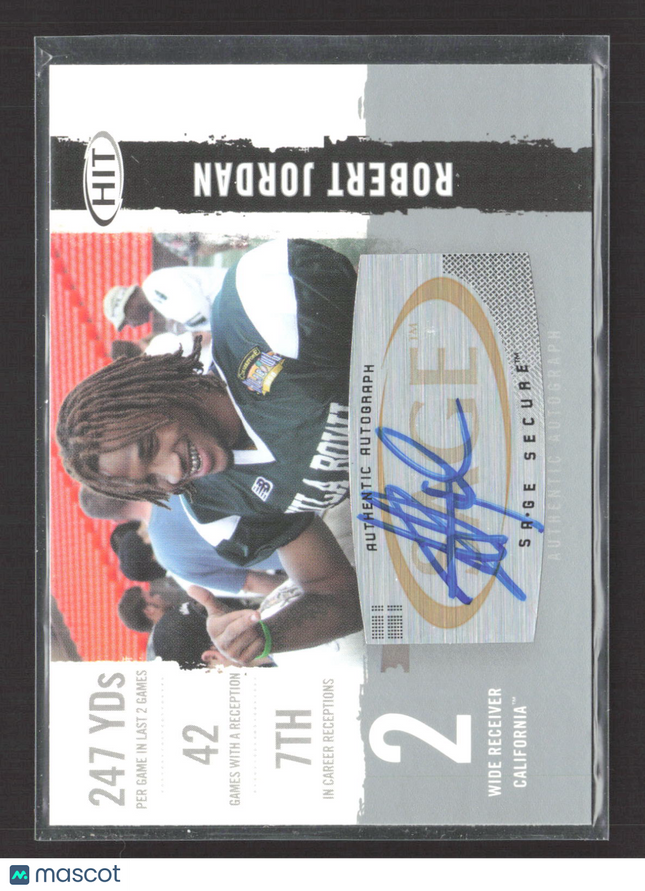 2008 SAGE HIT Robert Jordan #A45 Auto
