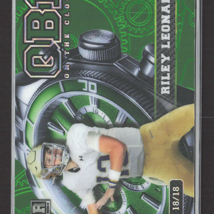 2024 Wild Card QB1 On The Clock Riley Leonard #OCW-GN-RL Green 18/18