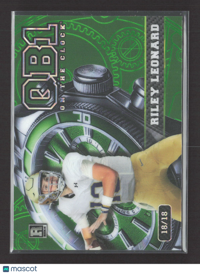 2024 Wild Card QB1 On The Clock Riley Leonard #OCW-GN-RL Green 18/18
