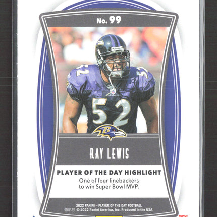 2022 Panini Player of the Day Ray Lewis #99