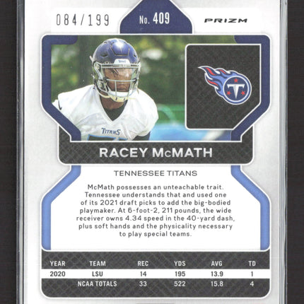 2021 Panini Prizm Racey McMath #409 Blue Wave RC 084/199