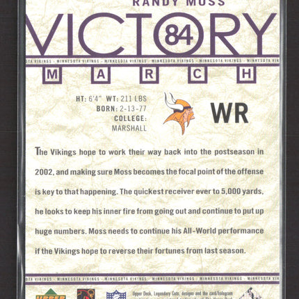 2002 Upper Deck SP Legendary Cuts Victory March Randy Moss #95 0590/2500
