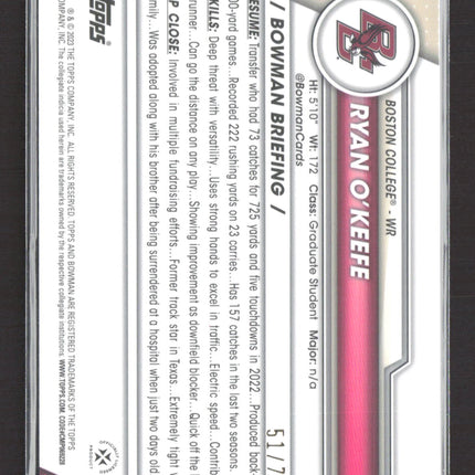 2023 Bowman Chrome University Mosaic Ryan O'Keefe #98 Yellow 51/75