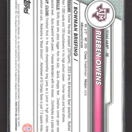 2023 Bowman Chrome University Rueben Owens #166 X-Fractor 1st Bowman
