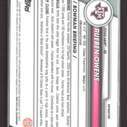 2023 Bowman Chrome University Rueben Owens #166 Refractor 1st Bowman