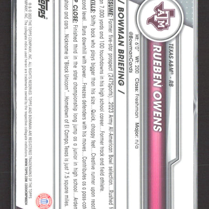 2023 Bowman Chrome University Rueben Owens #166 1st Bowman Sapphire
