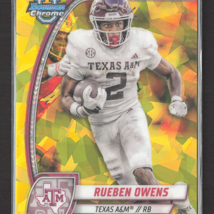 2024 Bowman Chrome University Rueben Owens #76 Yellow Sapphire /75