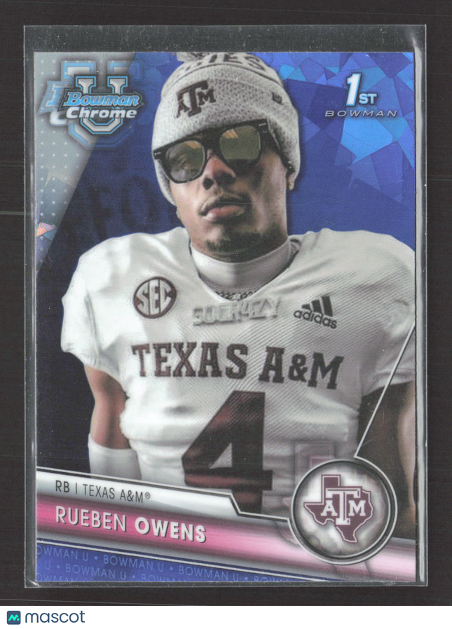 2023 Bowman Chrome University Rueben Owens #166 Blue Sapphire 1st Bowman