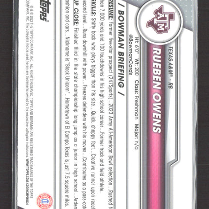 2023 Bowman Chrome University Rueben Owens #166 Blue Sapphire 1st Bowman