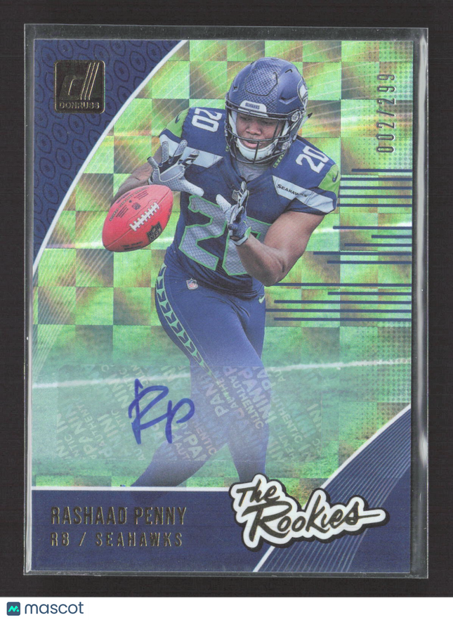 2018 Panini Donruss The Rookies Rashaad Penny #R-18 002/299 Auto