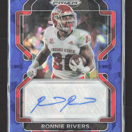 2022 Panini Prizm Draft Picks Ronnie Rivers #RA-RRI Blue Ice 19/75 Auto