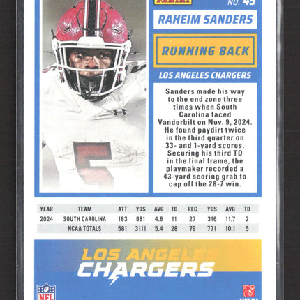 2025 Panini Score Raheim Sanders #45 Artist's Proof Blue 13/35