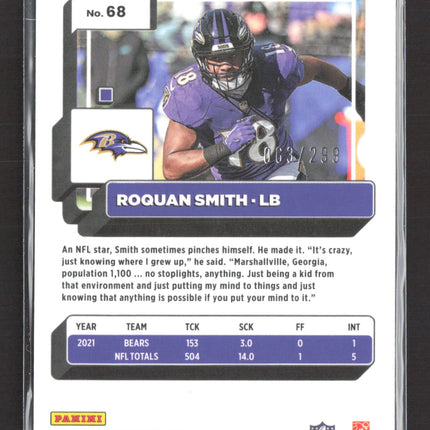 2023 Panini Donruss Optic Prizm Roquan Smith #68 Blue 063/299