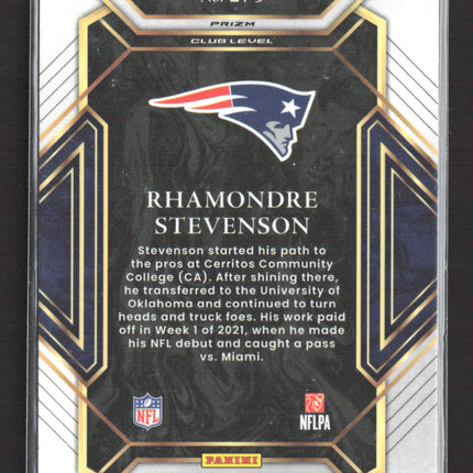2022 Panini Select Prizm Rhamondre Stevenson #275 Club Level RC