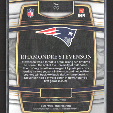 2022 Panini Select Football Concourse Rhamondre Stevenson #75 RC