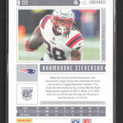 2022 Panini Chronicles Luminance Rhamondre Stevenson #223 RC