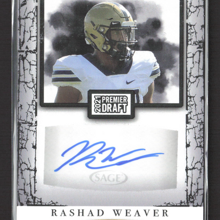 2021 SAGE Premier Draft Rashad Weaver #A61 Auto
