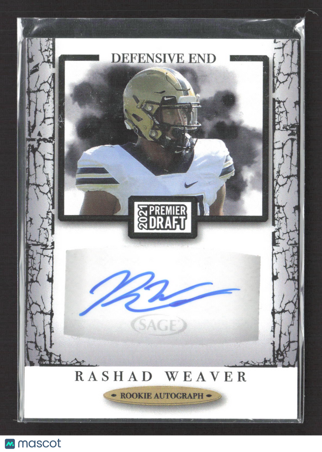 2021 SAGE Premier Draft Rashad Weaver #A61 Auto