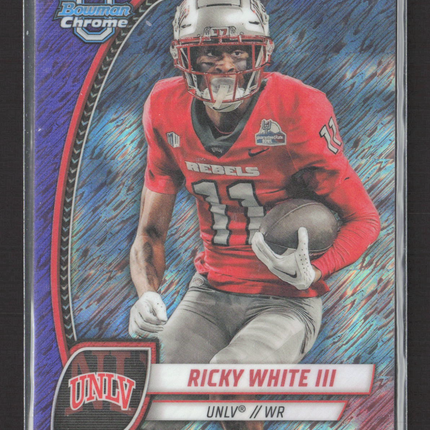 2024 Bowman Chrome University Ricky White III #153 Purple RayWave