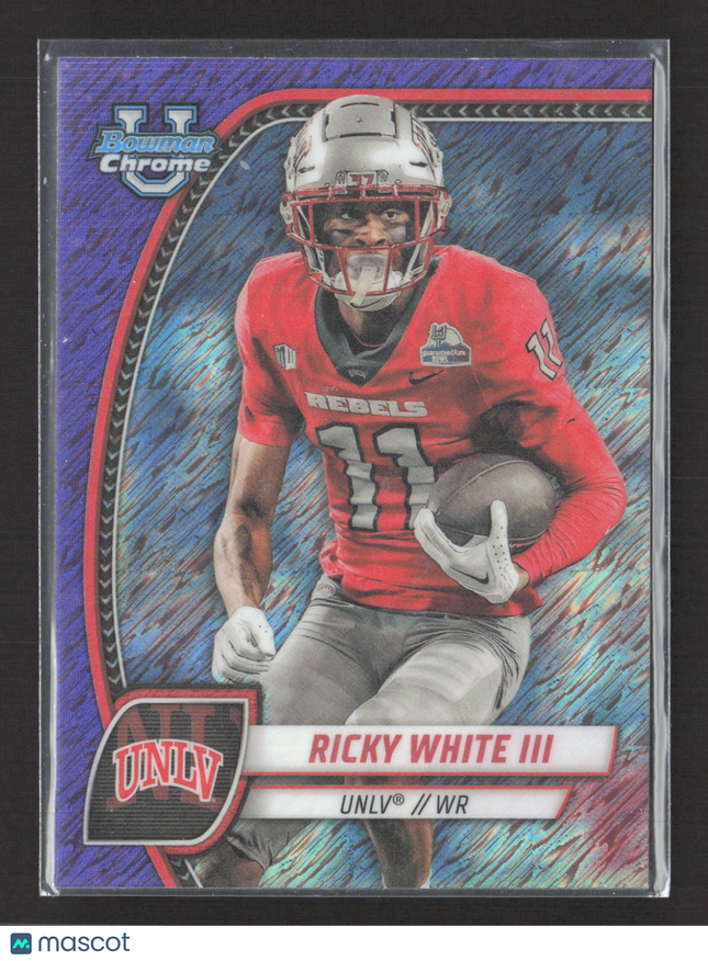 2024 Bowman Chrome University Ricky White III #153 Purple RayWave