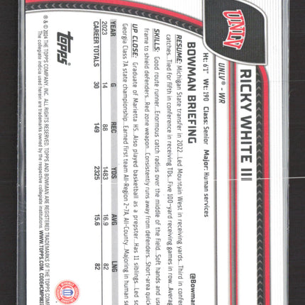 2024 Bowman Chrome University Ricky White III #153 Purple Shimmer Refractor