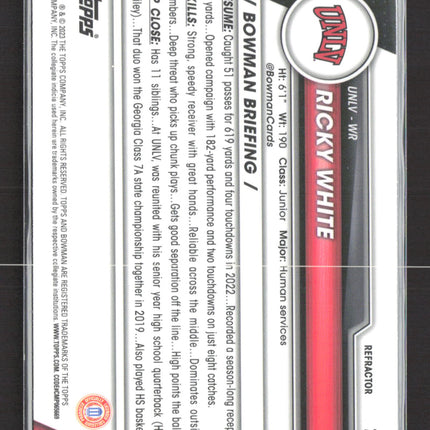 2023 Bowman Chrome University Ricky White #188 Refractor 1st Bowman