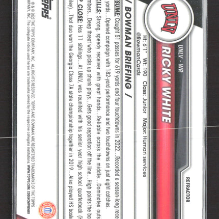 2023 Bowman Chrome University Ricky White #188 Refractor
