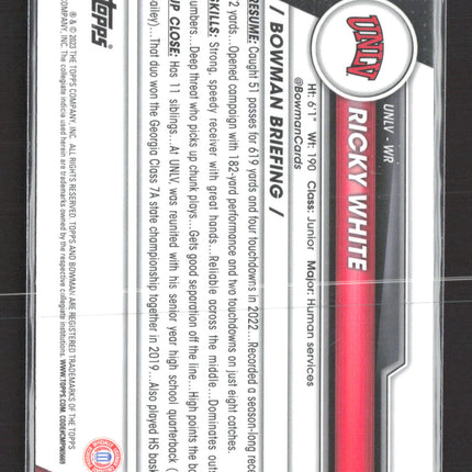 2023 Bowman Chrome University Ricky White #188 RayWave