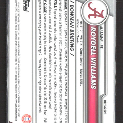 2023 Bowman Chrome University Roydell Williams #47 Refractor