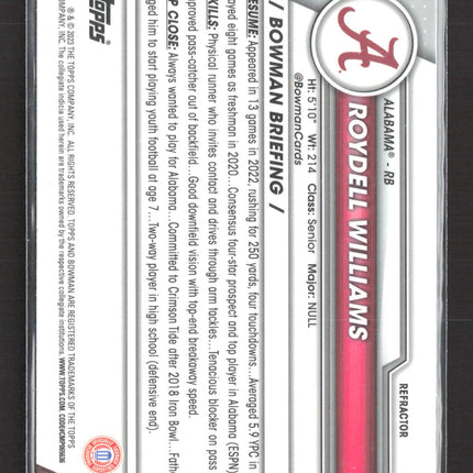 2023 Bowman Chrome University Roydell Williams #47 Refractor