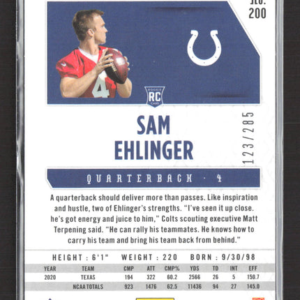 2021 Panini Phoenix Sam Ehlinger #200 Red RC 123/285