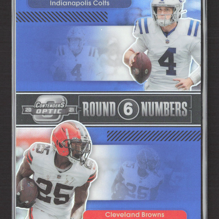 2021 Contenders Optic Round Numbers Demetric Felton Sam Ehlinger Blue 04/99