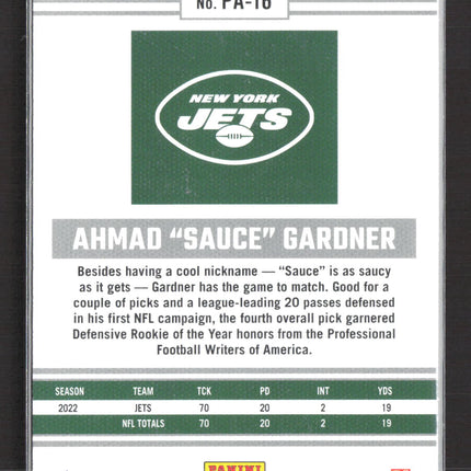 2023 Panini Chronicles Panini Football Ahmad "Sauce" Gardner #PA-16 RC