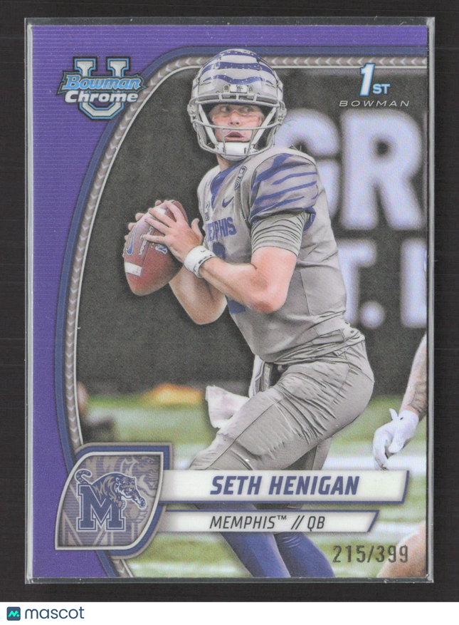 2024 Bowman University Chrome Seth Henigan #162 Purple Refractor 1st /399