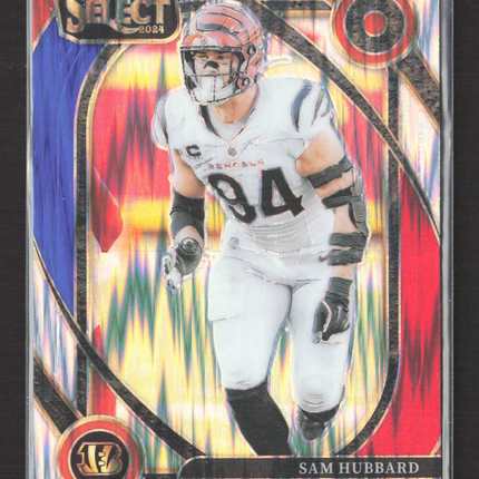 2025 Panini Select Prizm Sam Hubbard #292 Red Blue Shock