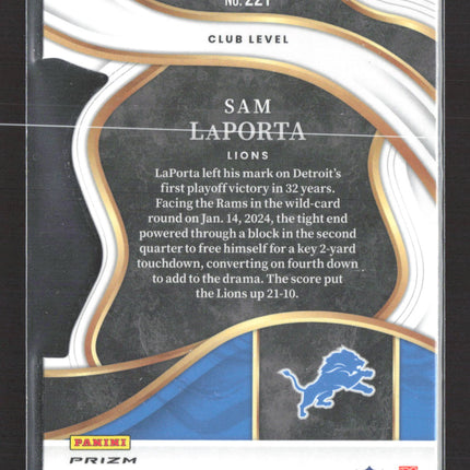 2024 Panini Select Prizm Sam LaPorta #221 Club Level RC Silver
