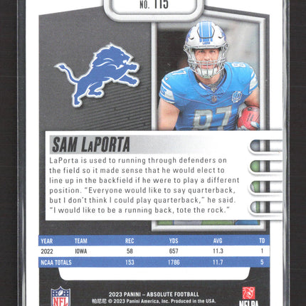 2023 Panini Absolute Football Sam LaPorta #115 RC
