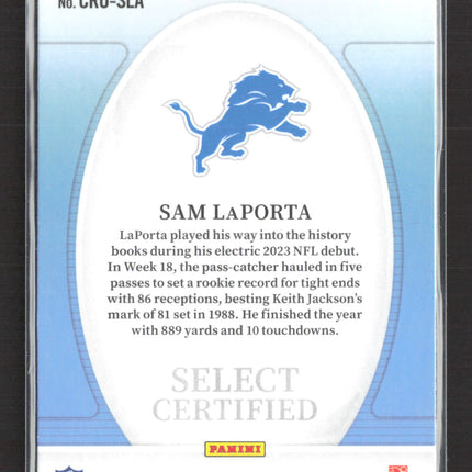 2024 Panini Select Select Certified Sam LaPorta #CRO-SLA RC