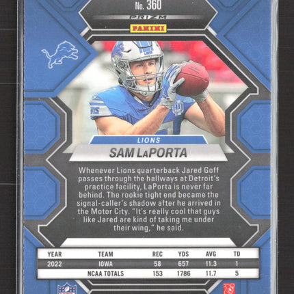 2023 Panini Mosaic Sam LaPorta #360 Pink Camo Prizm RC