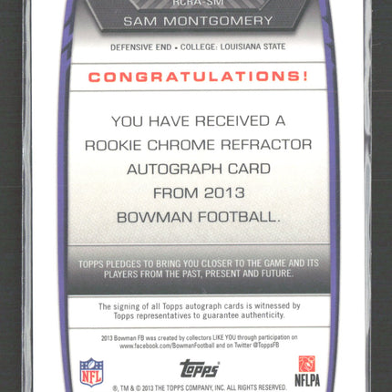 2013 Bowman Chrome Sam Montgomery #RCRA-SM Refractor RC Auto