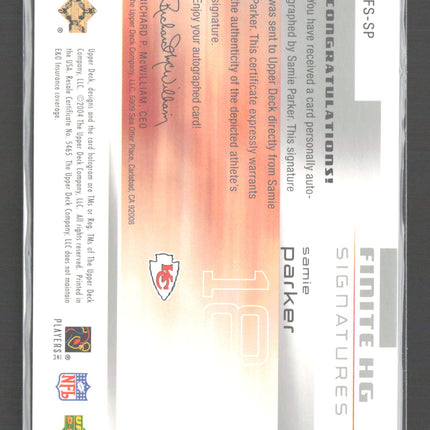 2004 Upper Deck Finite HG Signatures Samie Parker #FS-SP Auto