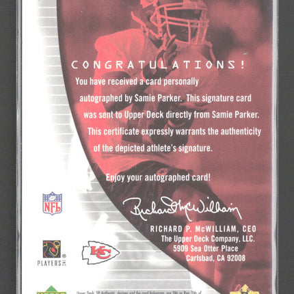 2004 Upper Deck SP Authentic Rookie Authentics Samie Parker #162 221/990 Auto