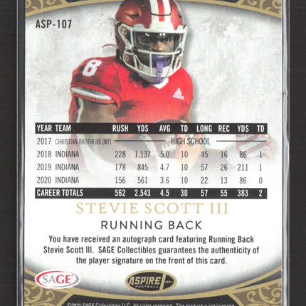 2021 SAGE Aspire Football Stevie Scott III #ASP-107 Auto