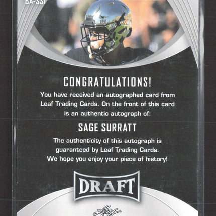 2021 Leaf Draft Sage Surratt #BA-SS1 RC Auto