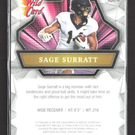 2021 Wild Card Alumination Sage Surratt #ABC-A Auto