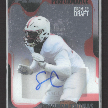 2017 SAGE Hit Peak Performance Premier Draft Solomon Thomas #PK-ST Auto