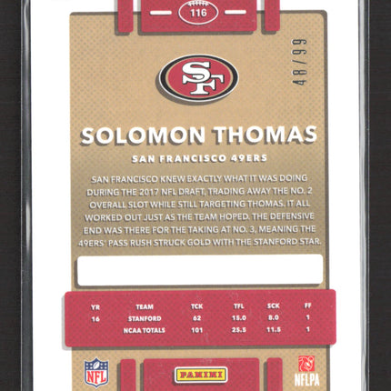 2017 Panini Donruss Optic Prizm Solomon Thomas #116 Red RC 48/99