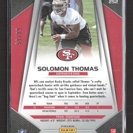 2017 Panini Prizm Solomon Thomas #252 Green Scope RC /99