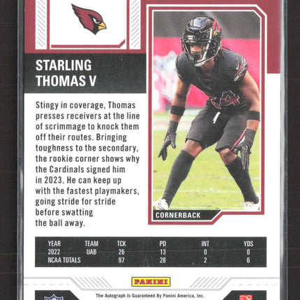 2023 Panini Contenders Football Starling Thomas V #214 RC Auto